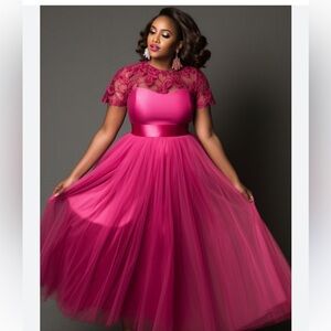 NWT Xpluswear Design Plus Size Cocktail Party Hot Pink